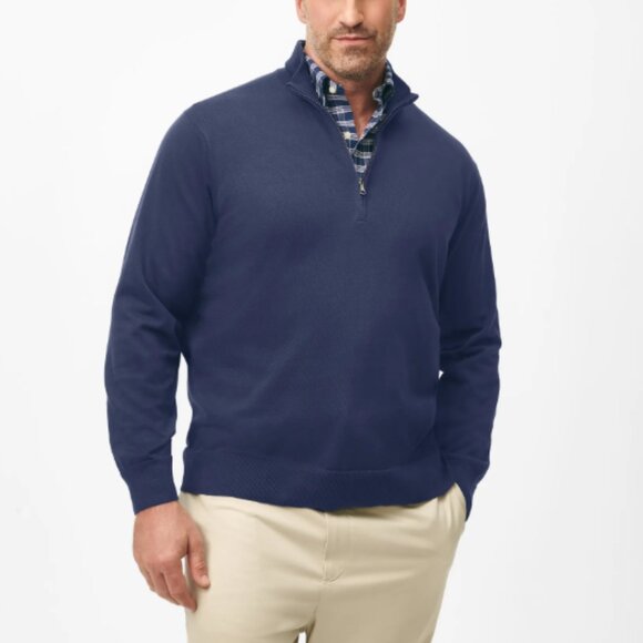 Brooks Brothers Men’s L Navy Blue Cotton Quarter-Zip Sweater
